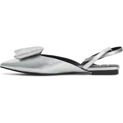 Silberne Slingback Ballerinas Flache Sohle - Cesare Gaspari - Modalova