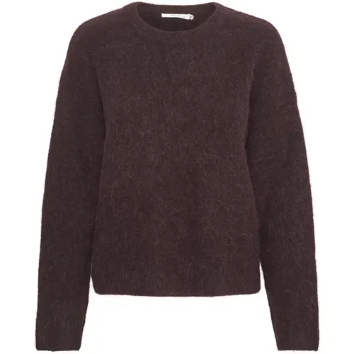 Soft Knit Roundneck Sweater in Plum Melange , female, Sizes: S - Gestuz - Modalova