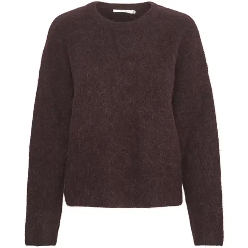 Soft Knit Roundneck Sweater in Plum Melange , female, Sizes: XL, M, S, 2XS, L, XS - Gestuz - Modalova