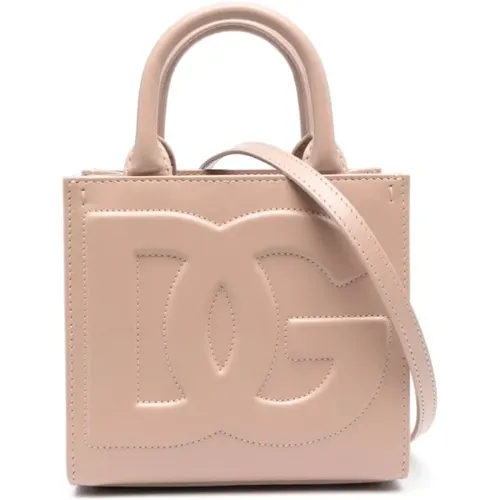 Blush Beige Leather Tote Bag , female, Sizes: ONE SIZE - Dolce & Gabbana - Modalova