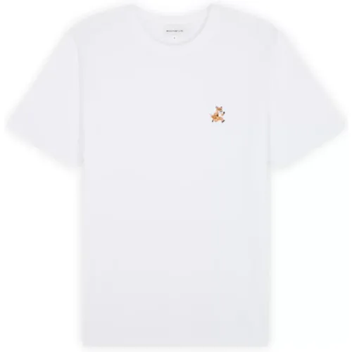 Logo Applikation Kurzarm T-Shirt , Herren, Größe: M - Maison Kitsuné - Modalova