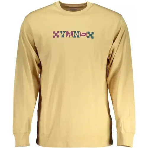 Cotton T-Shirt with Logo Print and Long Sleeves , male, Sizes: S, L - Vans - Modalova