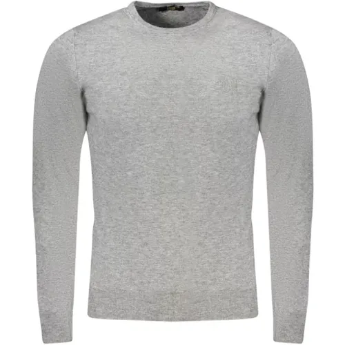 Grauer Polyester-Pullover , Herren, Größe: 2XL - Cavalli Class - Modalova