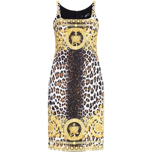 Short Dresses, female, , Size: XS Leopard Print Sleeveless Dress - Versace - Modalova