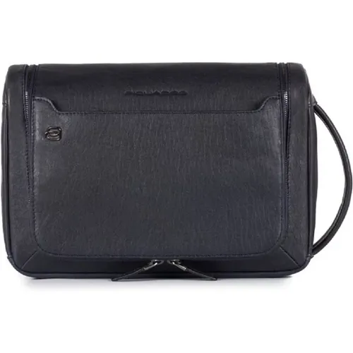 Cross Body Bags, unisex, , Size: ONE SIZE Leather Bags Black Square Collection - Piquadro - Modalova