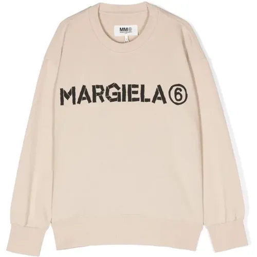 Beiger Baumwollpullover mit Logodruck - Maison Margiela - Modalova