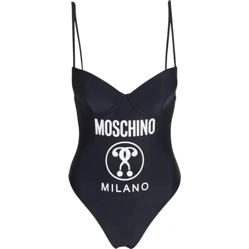 One-piece, female, , Size: M Logo Print Swimsuit with Push Up Cups - Moschino - Modalova