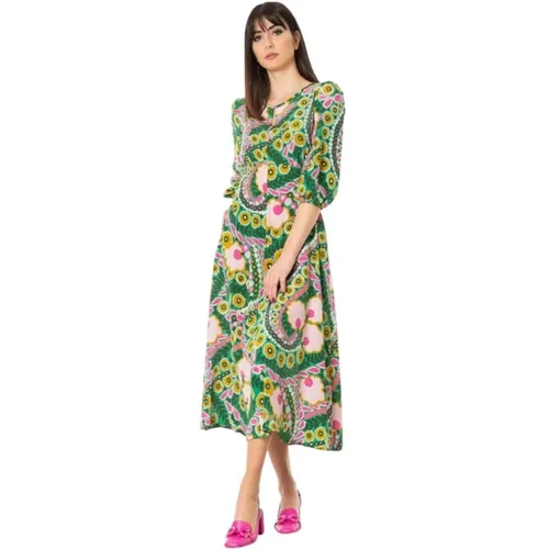 Silk Floral Print Dress - Size 42, Color: Fiore 70 , female, Sizes: S - Max Mara Weekend - Modalova