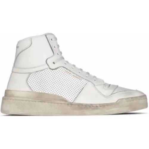 Distressed Leather High-Top Sneakers , female, Sizes: 7 UK - Saint Laurent - Modalova