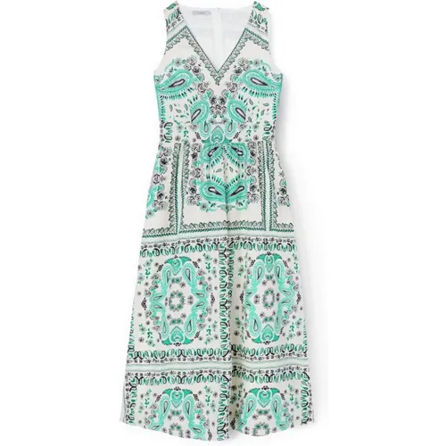 Midi-Kleid mit Foulard-Muster , Damen, Größe: 2XL - Motivi - Modalova
