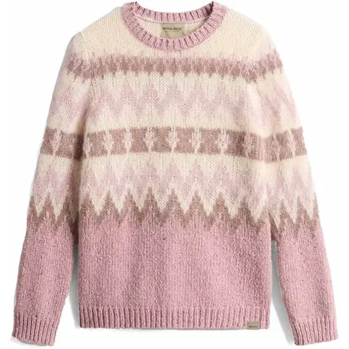 Fair Isle Wollmischpullover , Damen, Größe: M - Woolrich - Modalova