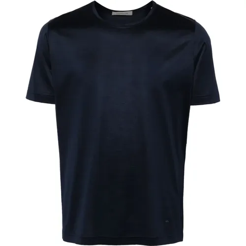 Blaues Casual Jersey T-Shirt , Herren, Größe: 4XL - Corneliani - Modalova