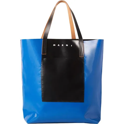 Handbags, male, , Size: ONE SIZE Logo Print Tote Bag - Marni - Modalova