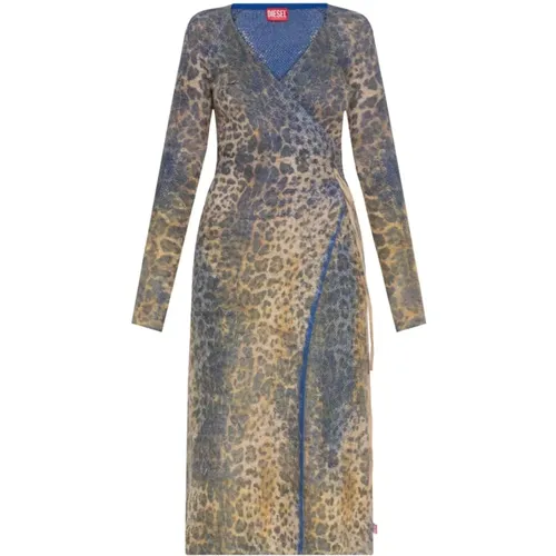 Animal Print Wickelkleid mit V-Ausschnitt - Diesel - Modalova