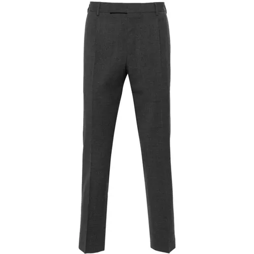 Suit Trousers, male, , Size: XL Dark Grey Wool Tailored Trousers - Pt01 - Modalova