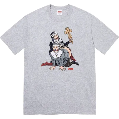 Classic Cotton Graphic Tee Heather Grey , male, Sizes: S, M, L - Supreme - Modalova