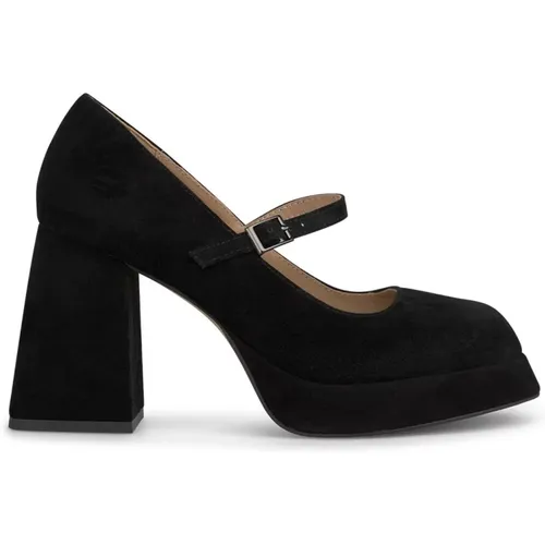 Platform heeled shoe with buckle , female, Sizes: 2 UK, 5 UK, 9 UK, 8 UK, 3 UK, 6 UK, 4 UK, 7 UK - Alma en Pena - Modalova