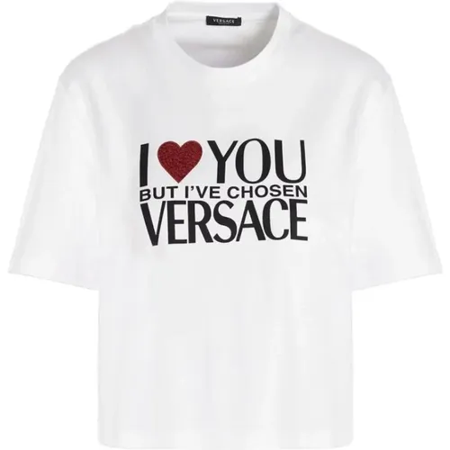 Ich liebe dich T-Shirt , Damen, Größe: XS - Versace - Modalova