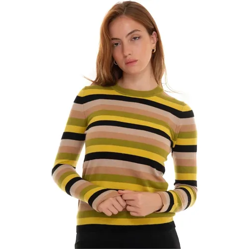 Striped Round-Neck Pullover , female, Sizes: XS, S - Pennyblack - Modalova