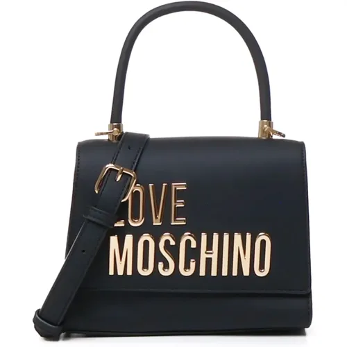 Handbags, female, , Size: ONE SIZE Ecoleather Handbag with Golden Lettering - Love Moschino - Modalova