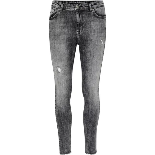 Skinny Jeans, female, , Size: W33 Slim Fit High Rise Grey Jeans with Distressed Details - My Essential Wardrobe - Modalova