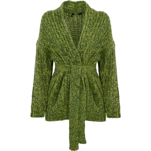 Oversized Mohair Cardigan V-Ausschnitt Grün , Damen, Größe: XS - Max Mara Weekend - Modalova