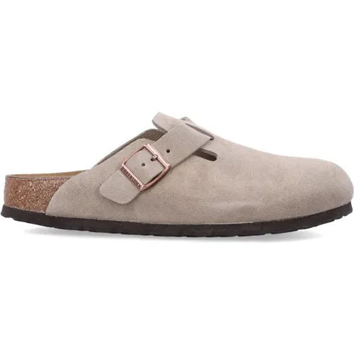 Mules, male, , Size: 11 US Taupe Closed Clogs Sandals Suede - Birkenstock - Modalova