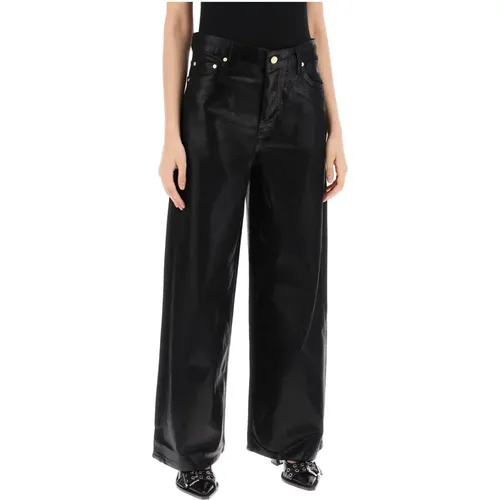 Laminierte Wide Leg Jeans , Damen, Größe: W27 - Ganni - Modalova