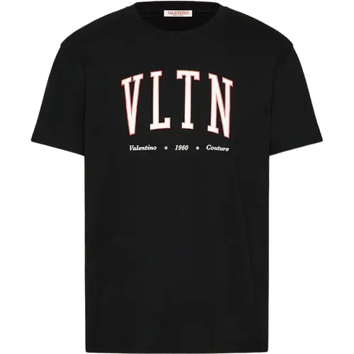 Cotton Crewneck T-shirt With Vltn Print , male, Sizes: 2XL - Valentino - Modalova