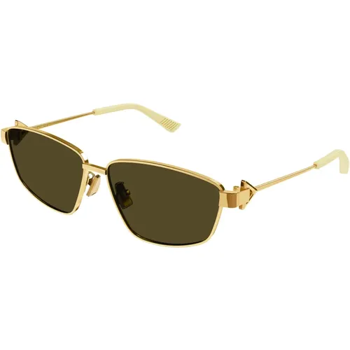 Gold/Braune Sonnenbrille,Sonnenbrille - Bottega Veneta - Modalova