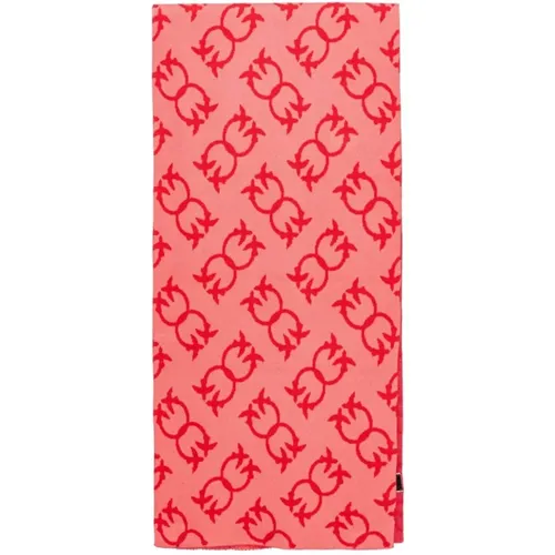 Wollmischung Jacquard Logo Schal - pinko - Modalova