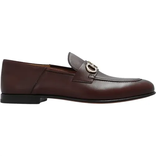 Loafers, male, , Size: 6 1/2 US Gin Leather Loafers, Signature Logo Detail - Salvatore Ferragamo - Modalova