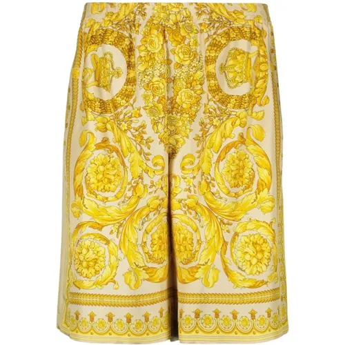 Seiden Barocco Print Elastische Taille Shorts - Versace - Modalova