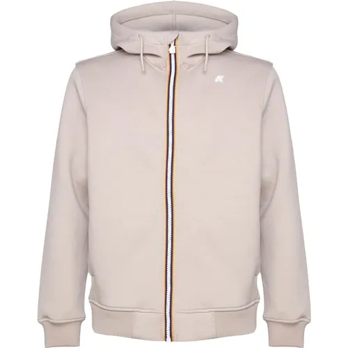 Zip-throughs, male, , Size: XL Beige Zip Hoodie Sweatshirt Jacket - K-way - Modalova