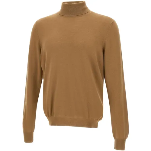 Turtlenecks, male, , Size: 3XL Merino Wool Turtleneck Sweater Camel - Gran Sasso - Modalova