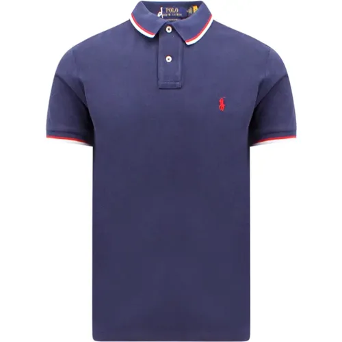 Besticktes Baumwoll-Poloshirt,Blaues Casual Polo Shirt für Männer - Polo Ralph Lauren - Modalova