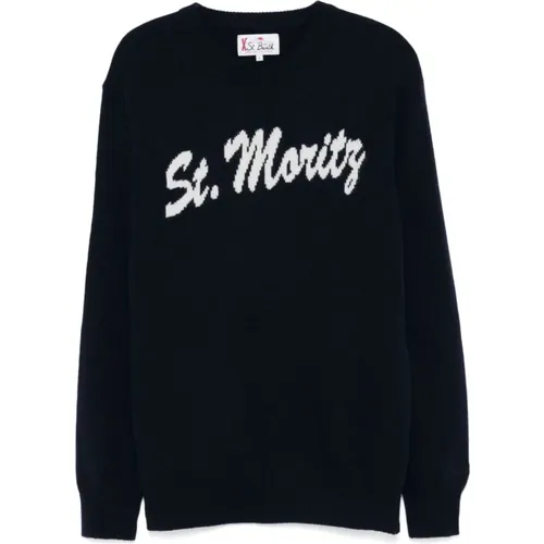 Wool-Cashmere Sweater with Logo , male, Sizes: L, M - MC2 Saint Barth - Modalova