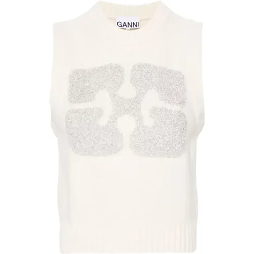 Wool Blend Sleeveless Vest , female, Sizes: S, L, XS, M - Ganni - Modalova