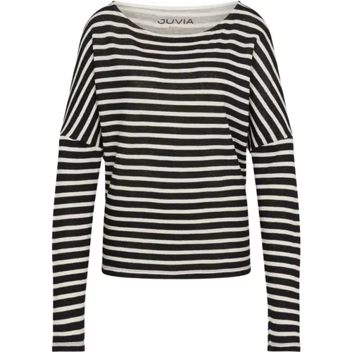 Gestreiftes Cashmere Rundhals T-Shirt - Juvia - Modalova