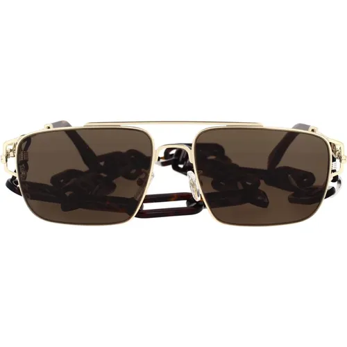Glamorous Geometric Sunglasses with Chain , unisex, Sizes: 56 MM - Fendi - Modalova