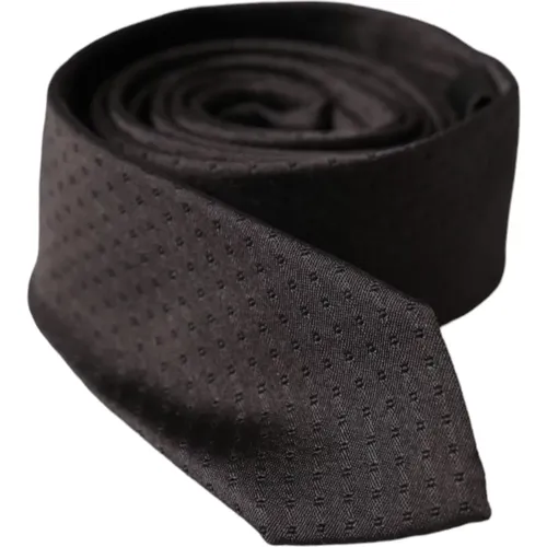 Ties, male, , Size: ONE SIZE Elegant Silk Tie with Logo Details - Dolce & Gabbana - Modalova