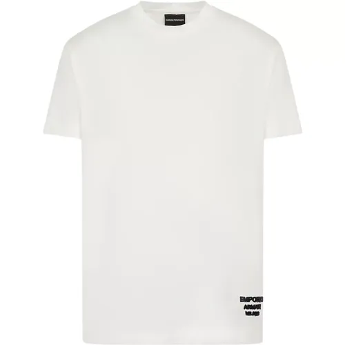 Tencel Men`s T-Shirt with 3D Logo , male, Sizes: 2XL, XL - Emporio Armani - Modalova