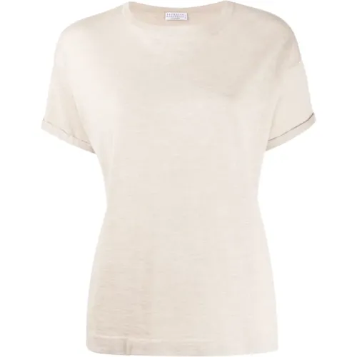 Cashmere Knitwear, female, , Size: S Cashmere Blend Boat Neck Knitted Top - BRUNELLO CUCINELLI - Modalova