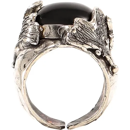 Silberner Ginko Blätter Ring , Damen, Größe: ONE Size - Axum - Modalova