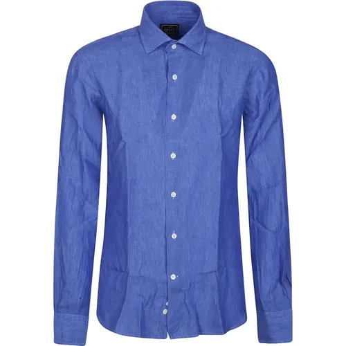 Blaues Slim Fit Langarmhemd , Herren, Größe: 2XL - Orian - Modalova