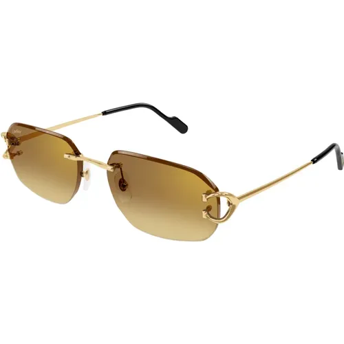 Gold Sunglasses with Accessories , male, Sizes: 58 MM - Cartier - Modalova