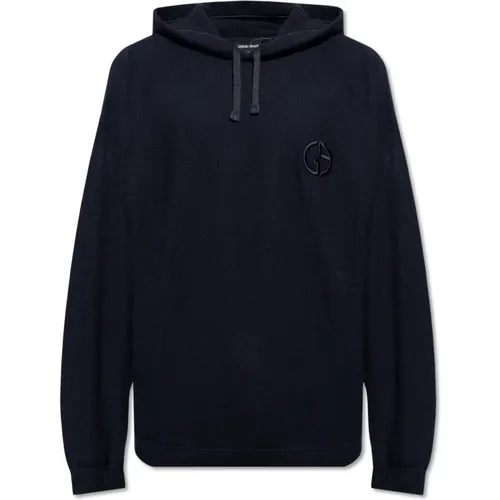 Hoodie with logo , male, Sizes: XL, M - Giorgio Armani - Modalova