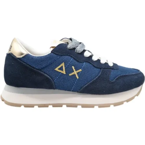 Glitter Textile Navy Running Sneakers , female, Sizes: 5 UK - Sun68 - Modalova