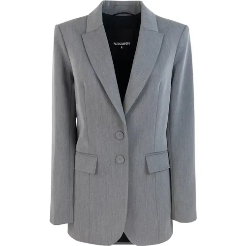 Blazers, female, , Size: 2XS Chic Grey Blazer with Slim Fit - PATRIZIA PEPE - Modalova