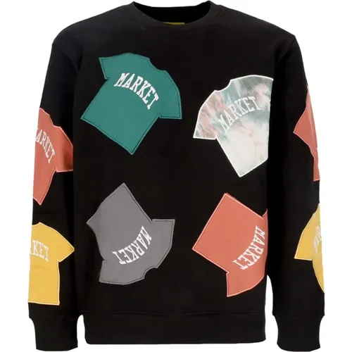 Schwarzer Crewneck Sweatshirt mit Patch , Herren, Größe: S - MARKET - Modalova